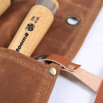 Chisel Roll,Waxed Canvas Tools Wrench Roll Up Pouch with 4 Pockets for Knife Hammers,Gouges, Carving Knife,Fishing Jigs,Best Gift for Electrician,Carpenter or Mechanic,Chisel Carrying Case Organizer