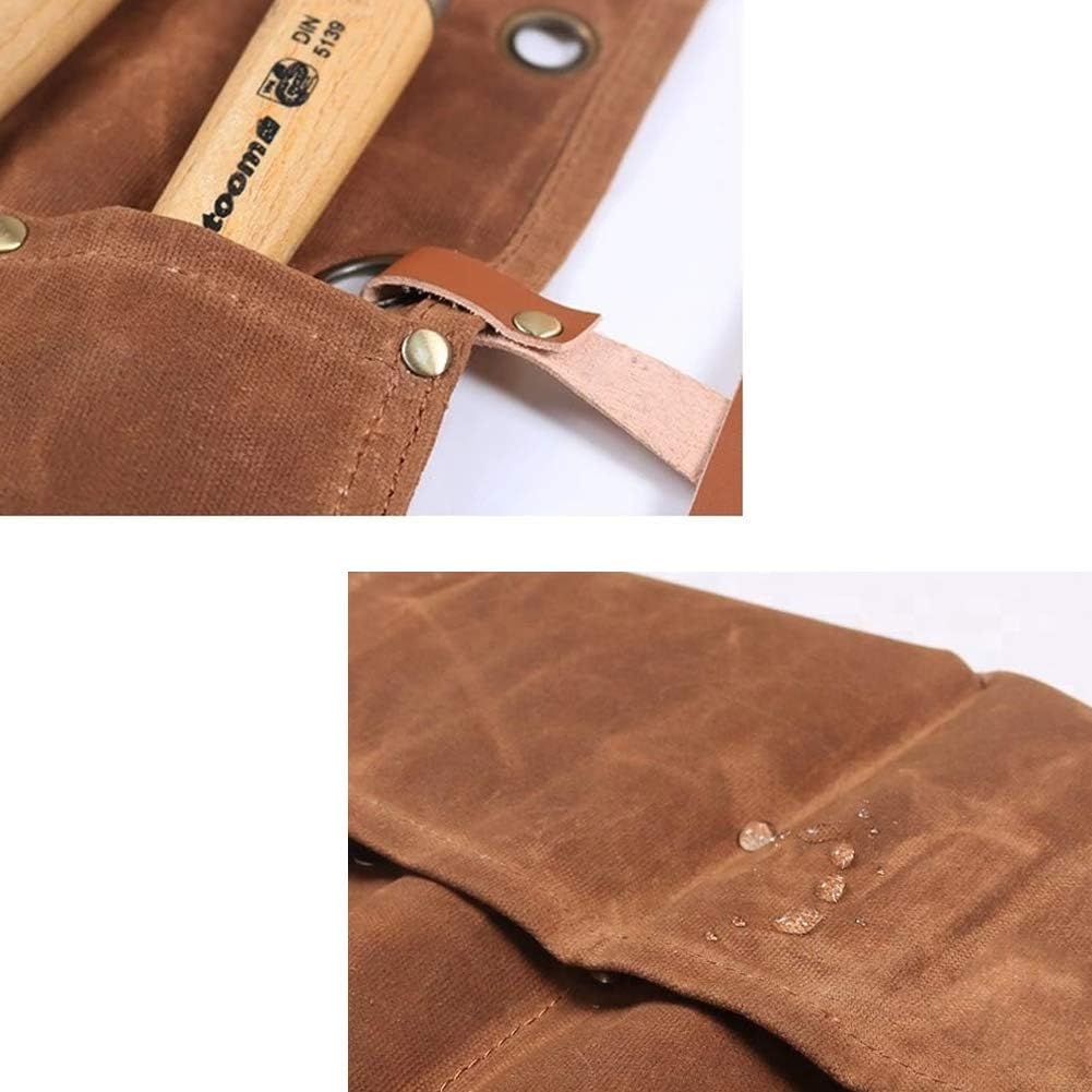Chisel Roll,Waxed Canvas Tools Wrench Roll Up Pouch with 4 Pockets for Knife Hammers,Gouges, Carving Knife,Fishing Jigs,Best Gift for Electrician,Carpenter or Mechanic,Chisel Carrying Case Organizer