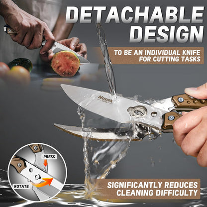 Huusk Kitchen Scissor for Food Detachable Heavy Duty Poultry Shear - Bronze | Ergonomic, Serrated Edge Scalping Fish, Multi-purpose for Cutting Meat, Chicken, Fish & Vegetables