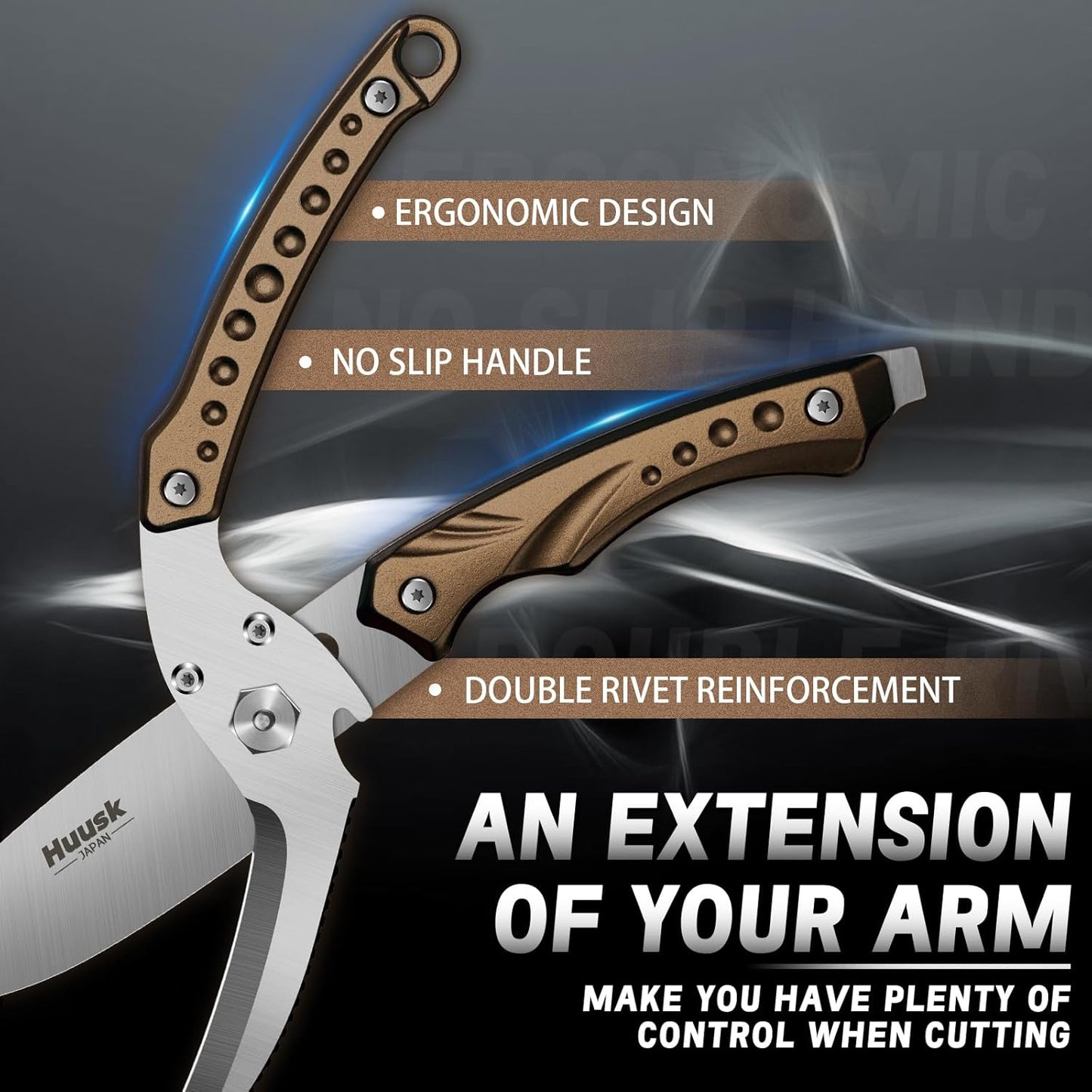 Huusk Kitchen Scissor for Food Detachable Heavy Duty Poultry Shear - Bronze | Ergonomic, Serrated Edge Scalping Fish, Multi-purpose for Cutting Meat, Chicken, Fish & Vegetables
