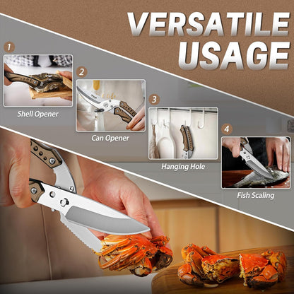 Huusk Kitchen Scissor for Food Detachable Heavy Duty Poultry Shear - Bronze | Ergonomic, Serrated Edge Scalping Fish, Multi-purpose for Cutting Meat, Chicken, Fish & Vegetables