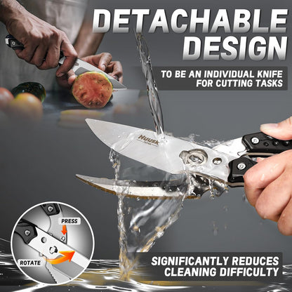 Huusk Kitchen Scissor for Food Detachable Heavy Duty Poultry Shear - Bronze | Ergonomic, Serrated Edge Scalping Fish, Multi-purpose for Cutting Meat, Chicken, Fish & Vegetables
