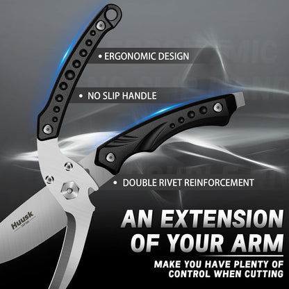 Huusk Kitchen Scissor for Food Detachable Heavy Duty Poultry Shear - Bronze | Ergonomic, Serrated Edge Scalping Fish, Multi-purpose for Cutting Meat, Chicken, Fish & Vegetables