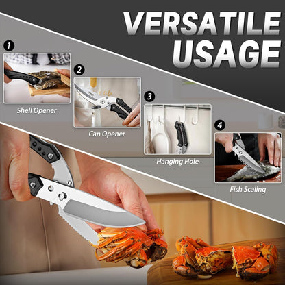 Huusk Kitchen Scissor for Food Detachable Heavy Duty Poultry Shear - Bronze | Ergonomic, Serrated Edge Scalping Fish, Multi-purpose for Cutting Meat, Chicken, Fish & Vegetables