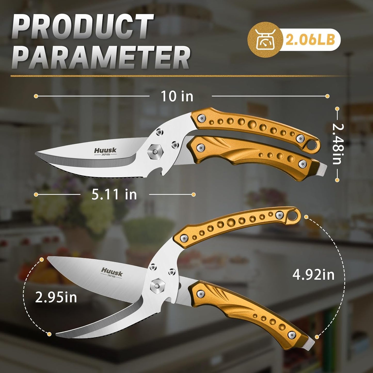 Huusk Kitchen Scissor for Food Detachable Heavy Duty Poultry Shear - Bronze | Ergonomic, Serrated Edge Scalping Fish, Multi-purpose for Cutting Meat, Chicken, Fish & Vegetables