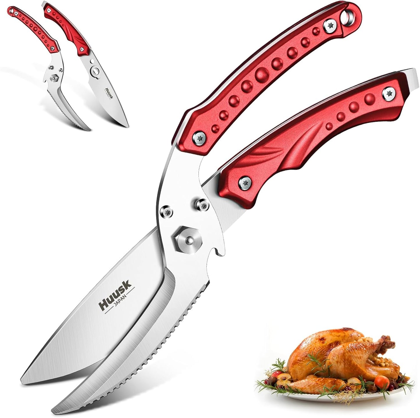 Huusk Kitchen Scissor for Food Detachable Heavy Duty Poultry Shear - Bronze | Ergonomic, Serrated Edge Scalping Fish, Multi-purpose for Cutting Meat, Chicken, Fish & Vegetables