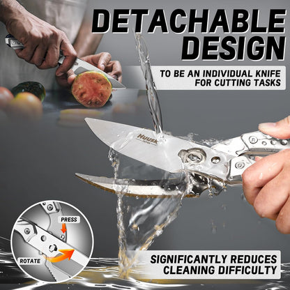 Huusk Kitchen Scissor for Food Detachable Heavy Duty Poultry Shear - Bronze | Ergonomic, Serrated Edge Scalping Fish, Multi-purpose for Cutting Meat, Chicken, Fish & Vegetables