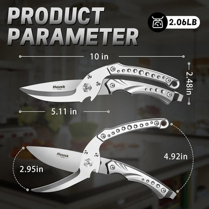 Huusk Kitchen Scissor for Food Detachable Heavy Duty Poultry Shear - Bronze | Ergonomic, Serrated Edge Scalping Fish, Multi-purpose for Cutting Meat, Chicken, Fish & Vegetables