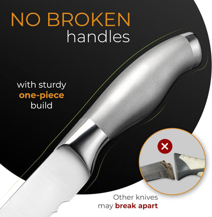 Serrated Bread Knife with 10-inch Upgraded Stainless Steel Razor Sharp Wavy Edge Width - Bread Cutter Ideal for Slicing Homemade Bagels and Cake
