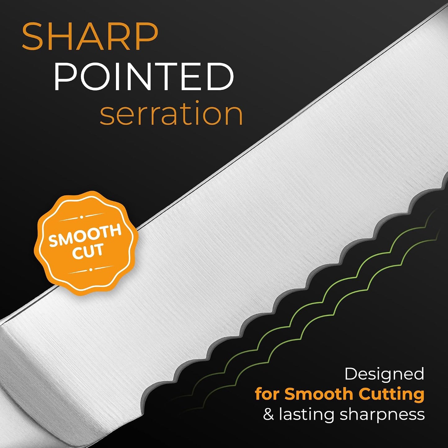 Serrated Bread Knife with 10-inch Upgraded Stainless Steel Razor Sharp Wavy Edge Width - Bread Cutter Ideal for Slicing Homemade Bagels and Cake