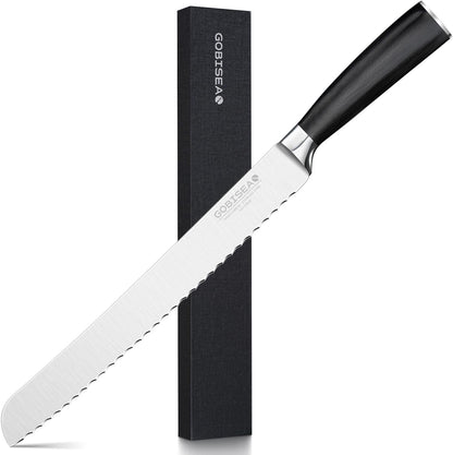 10-Inch Serrated Bread Knife for Homemade Bread, Sourdough Bread Knife with Wide Wavy Edge for Slicing Toast, Baguette, Bagels, Cake