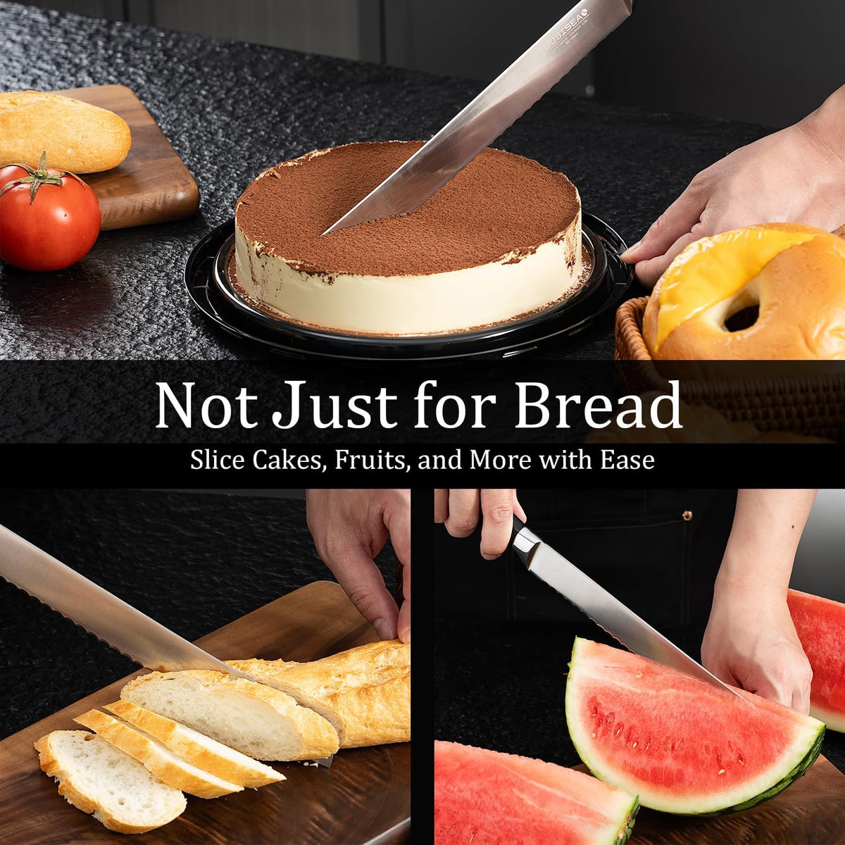 10-Inch Serrated Bread Knife for Homemade Bread, Sourdough Bread Knife with Wide Wavy Edge for Slicing Toast, Baguette, Bagels, Cake