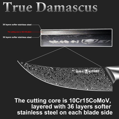 Kiritsuke Chef`s Kitchen Knife 8.5'', Japanese Style Blade with 10Cr15CoMoV super steel cutting core, Full Tang Sandalwood Handle, w/t Gift Box