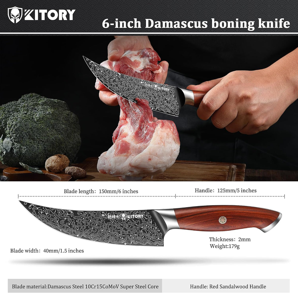 Kiritsuke Chef`s Kitchen Knife 8.5'', Japanese Style Blade with 10Cr15CoMoV super steel cutting core, Full Tang Sandalwood Handle, w/t Gift Box