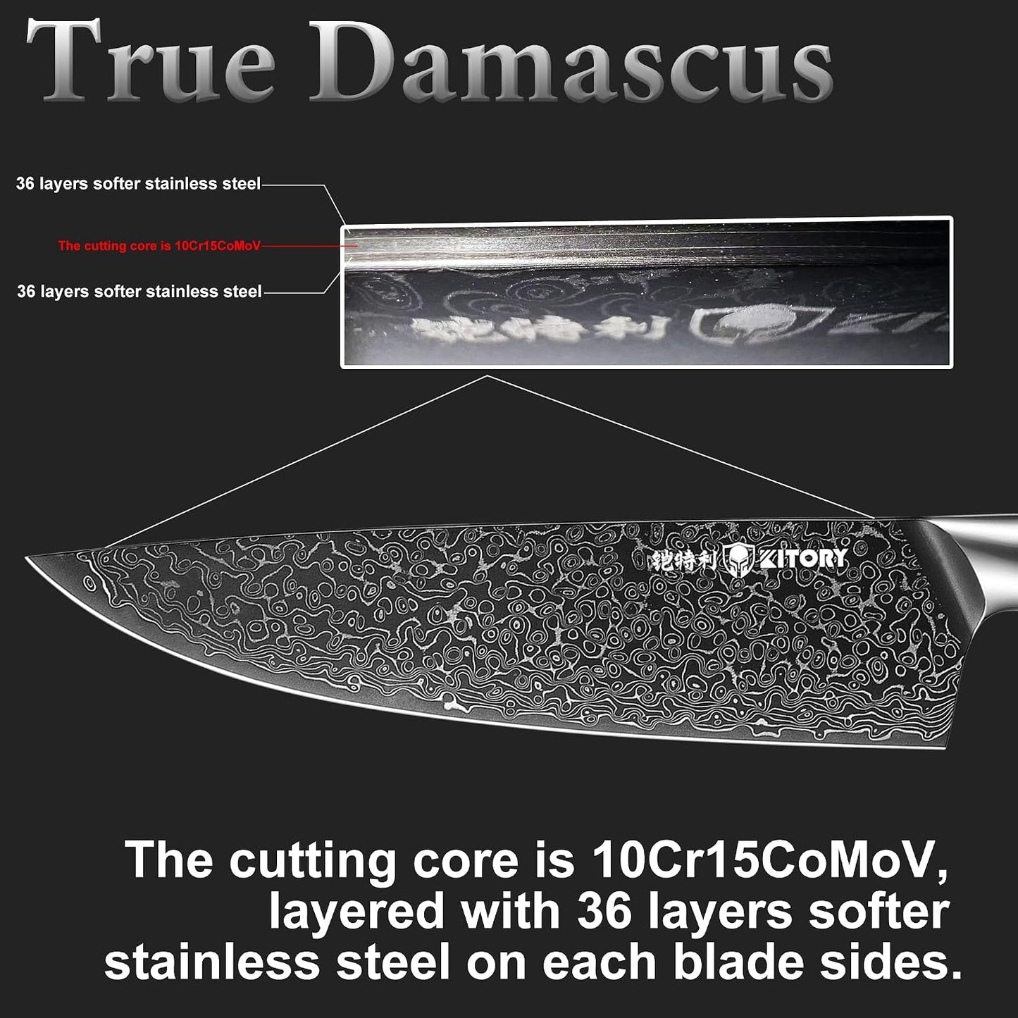 Kiritsuke Chef`s Kitchen Knife 8.5'', Japanese Style Blade with 10Cr15CoMoV super steel cutting core, Full Tang Sandalwood Handle, w/t Gift Box