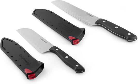 Edgekeeper Self-Sharpening Triple Riveted Santoku Knife Set, 4-Piece, Black