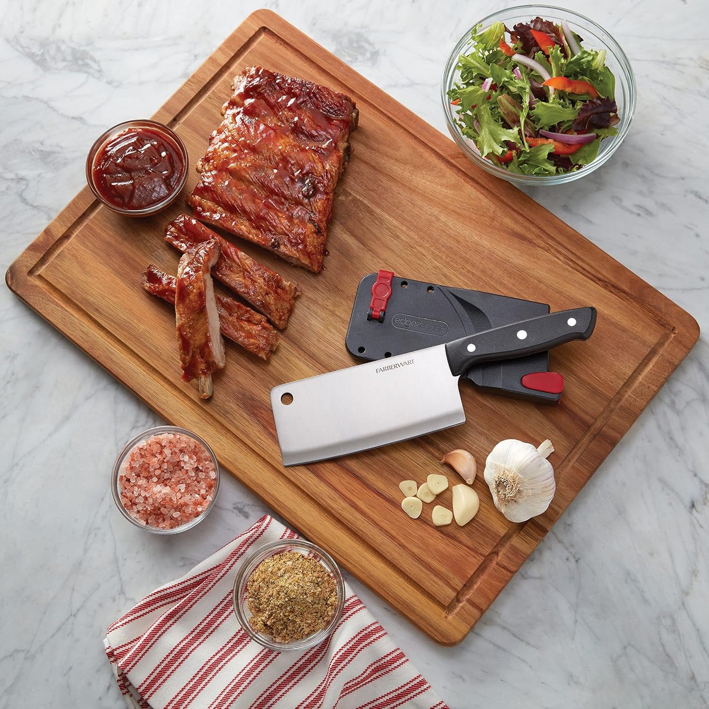 Edgekeeper Self-Sharpening Triple Riveted Santoku Knife Set, 4-Piece, Black