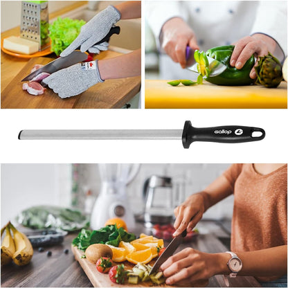 Diamond Honing Steel -12 In Knife Sharpener Rod,For Sharpening Kitchen Knife, Cooking Knives, Butcher's Knives, Home Gourmet Blades, Garden Tools Sharpening Stick