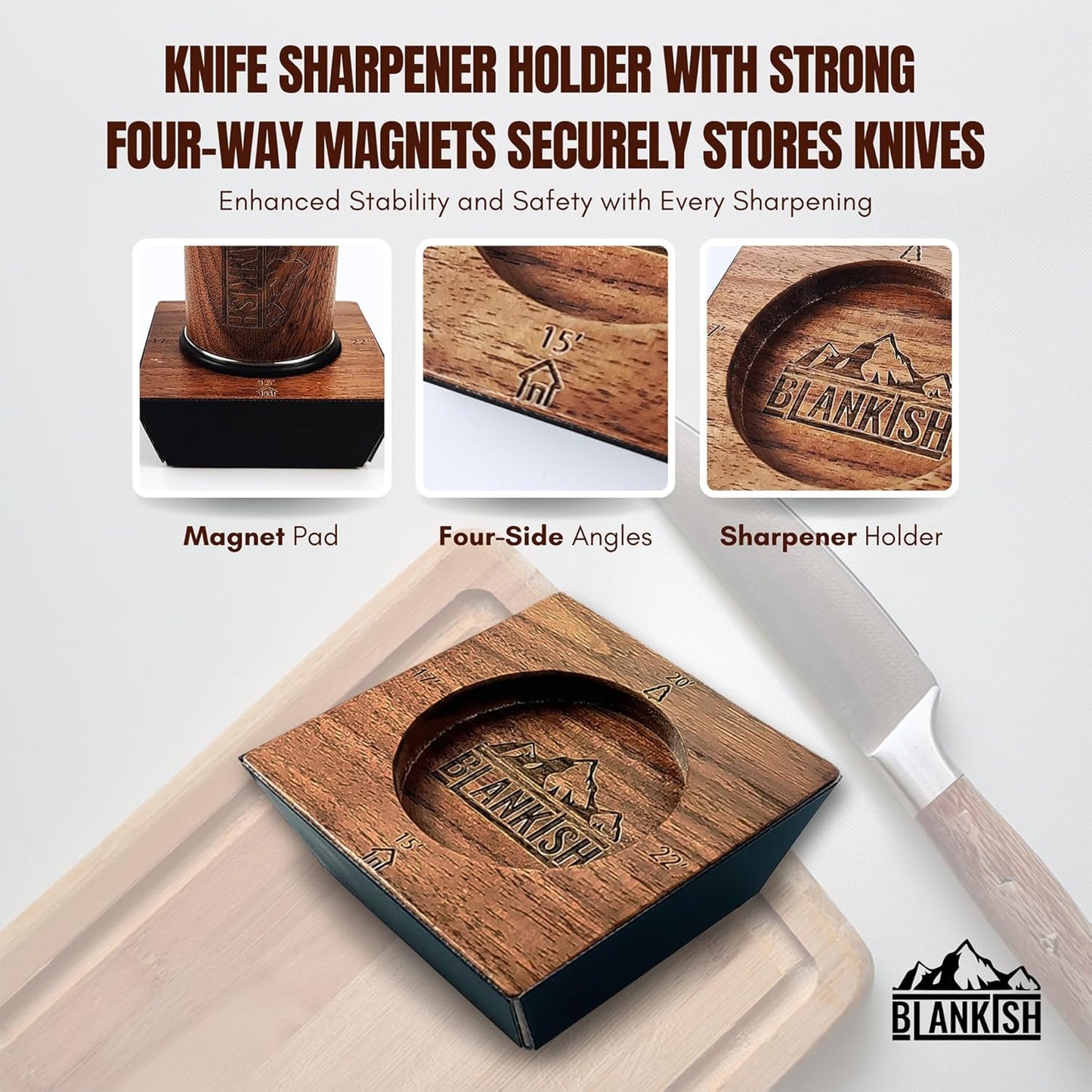 Rolling Knife Sharpener - Professional Knife Sharpening Kit with 15° 17° 20° and 22° Base, Easy to Use