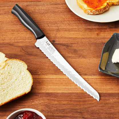 Inspire Bread Knife, 9 Inch blade with Hammered Finish, , Silver