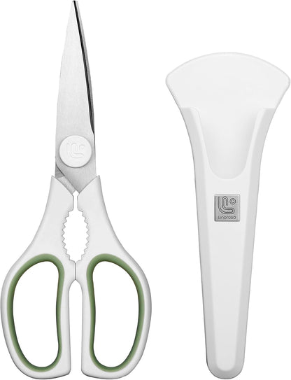Kitchen Scissors All Purpose Kitchen Shears with Magnetic Holder, Soft Grip Handle Cooking Scissors Dishwasher Safe with Come Apart Blade Heavy Duty Scissors for Meat, Vegetable, Herb, Black