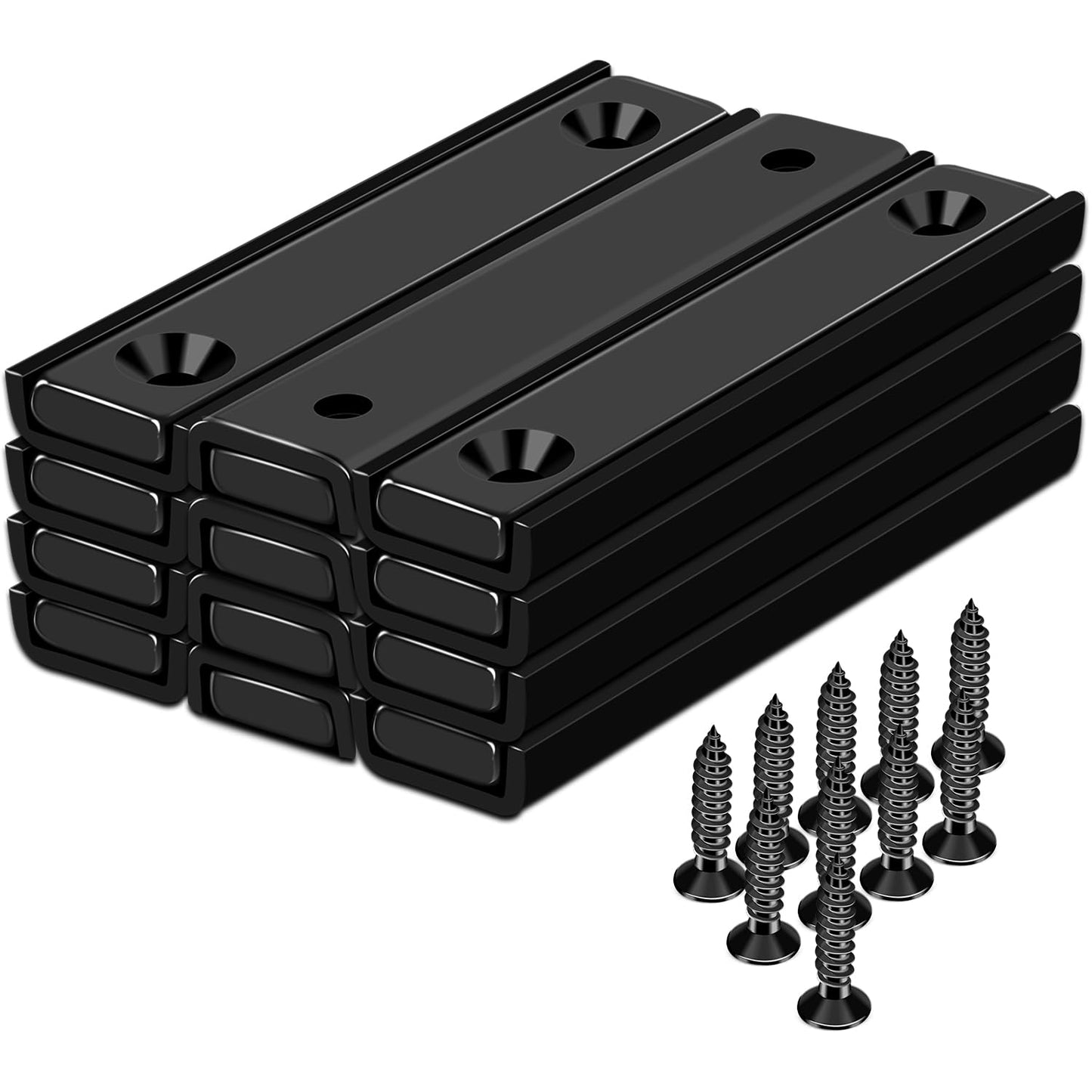 12 Pack Neodymium Bar Magnets 70LB Strong Rare Earth Mounting Magnet | Heavy Duty Rectangular Magnet with Countersunk Hole and Steel Capsule Magnets Strips for Home Garage 2.36x0.53x0.2in
