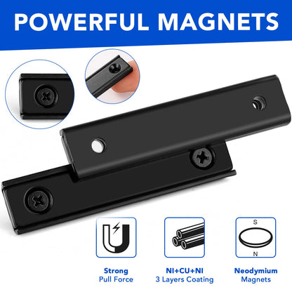 12 Pack Neodymium Bar Magnets 70LB Strong Rare Earth Mounting Magnet | Heavy Duty Rectangular Magnet with Countersunk Hole and Steel Capsule Magnets Strips for Home Garage 2.36x0.53x0.2in
