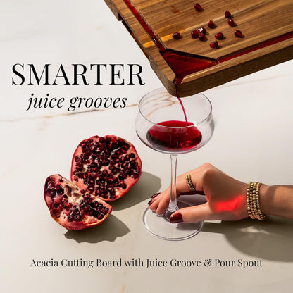 Wooden Cutting Board Set with Holder, 4-Piece, Gold | Built-in Groove, Gold Handle, Double Sided, Cutting Board Set with Stand, Reversible Charcuterie Tray, Stylish Kitchen Gift