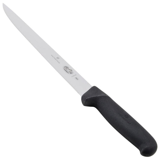 Cutlery 8-Inch Carving Knife, Stiff Blade, Black Fibrox Handle, Multicolor | Swiss made precision cutlery with ergonomic non-slip handle, ideal for slicing meats, poultry, and everyday kitchen use