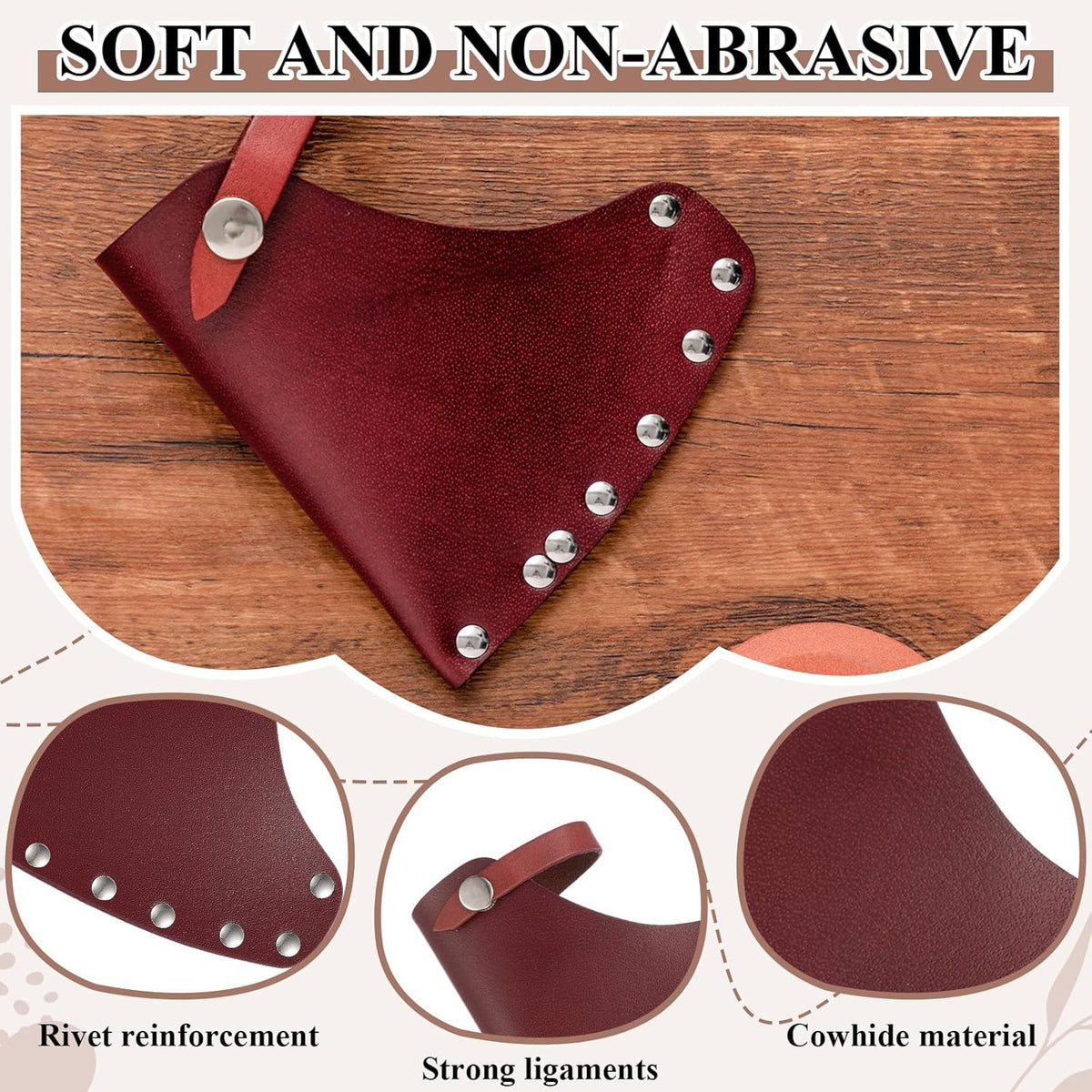 1 Pcs Leather Axe Sheath & 1 Pcs Double-Sided Sharpening Stone (180/320 Grit) – Protector Tool Hatchet Sheath for Outdoor Camping, Effective Blade Protection & Axe Cover