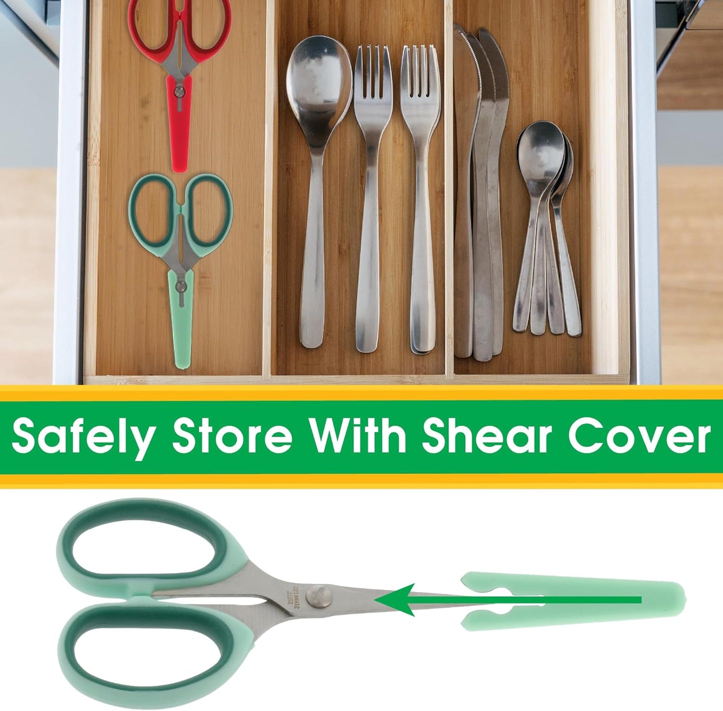 Baby Food Scissors 2 Pack w Covers, Stainless Steel Safety Shears | Parent Must Have, Make Every Bite Perfectly Sized & Safe- For Babies, Toddlers- Kids Feeding or Adult Portion Control, Gift