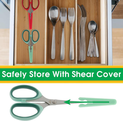 Baby Food Scissors 2 Pack w Covers, Stainless Steel Safety Shears | Parent Must Have, Make Every Bite Perfectly Sized & Safe- For Babies, Toddlers- Kids Feeding or Adult Portion Control, Gift