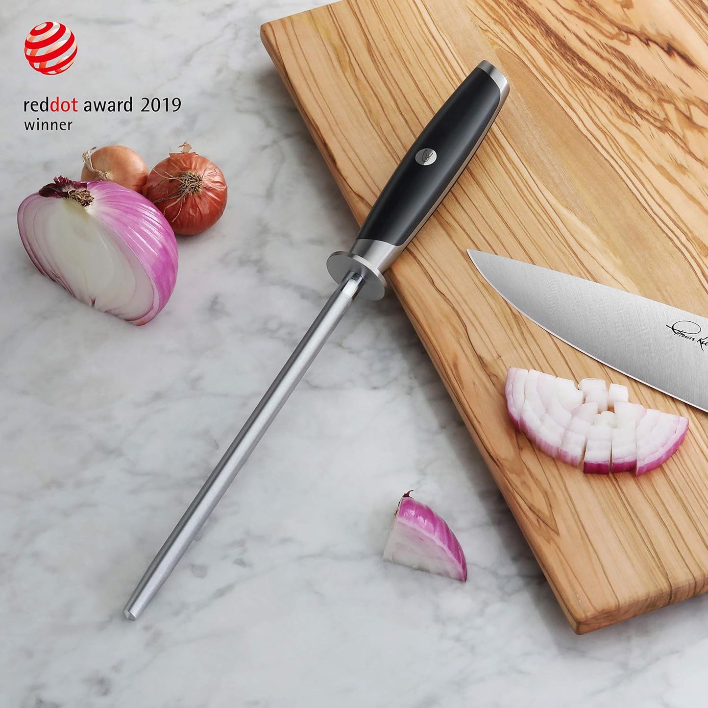 Cangshan Thomas Keller Signature Collection, Diamond Coated 8-Inch Honing Steel, Black