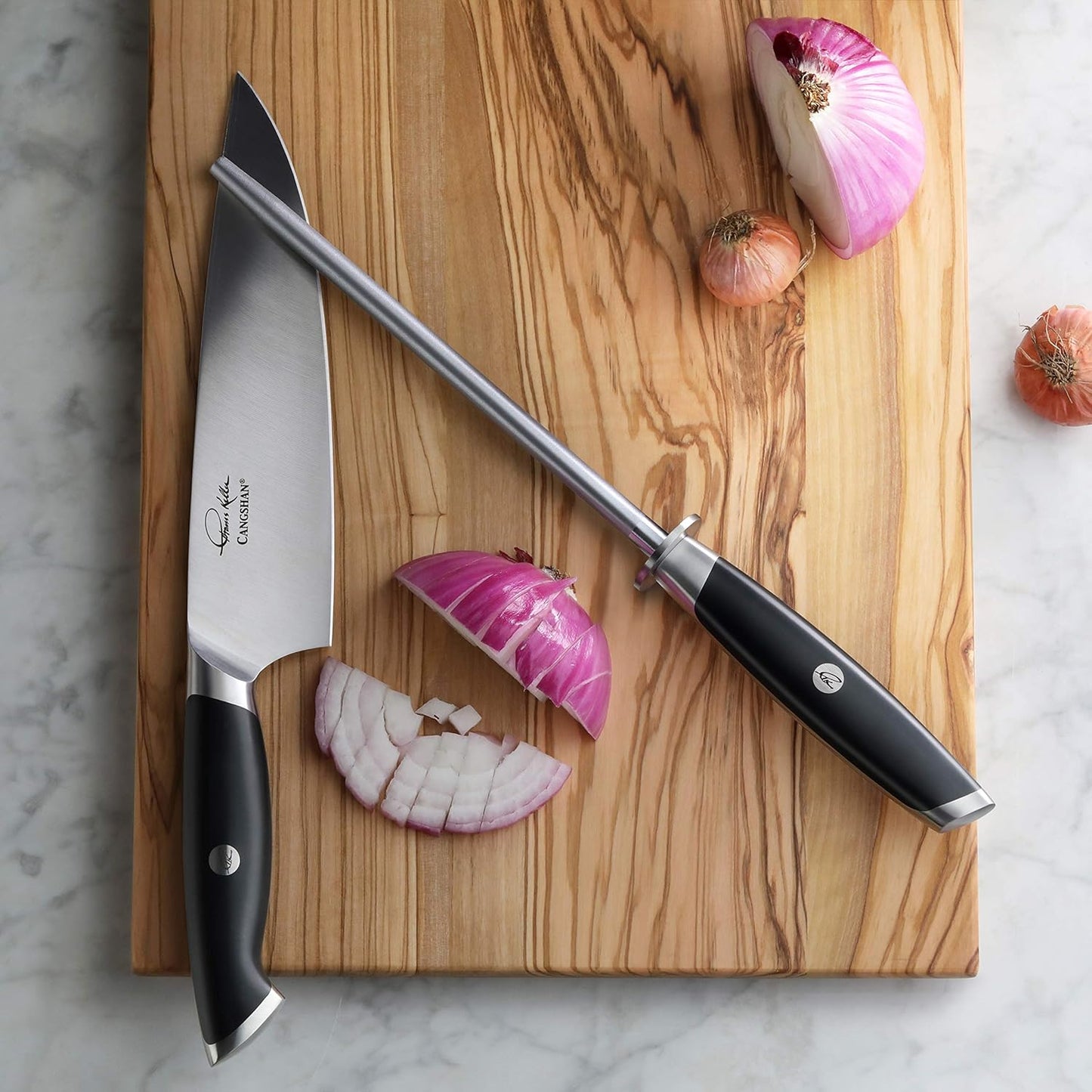 Cangshan Thomas Keller Signature Collection, Diamond Coated 8-Inch Honing Steel, Black