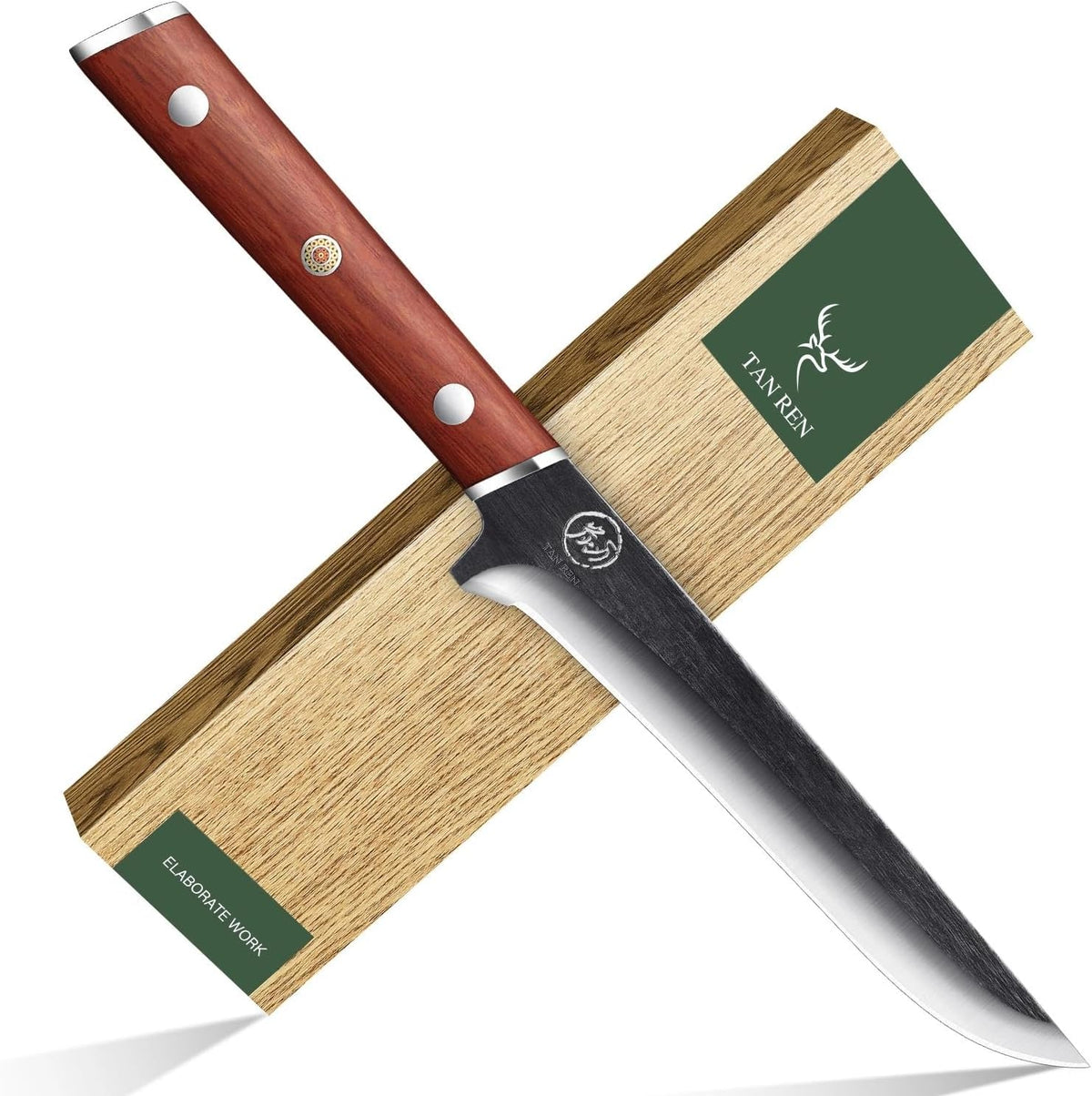 TAN REN 6 Inch Boning Knife High Carbon Steel Deboning Knife for Butchering