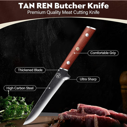 TAN REN 6 Inch Boning Knife High Carbon Steel Deboning Knife for Butchering