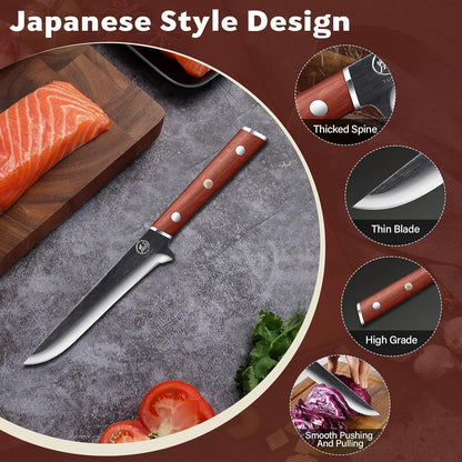 TAN REN 6 Inch Boning Knife High Carbon Steel Deboning Knife for Butchering