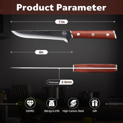 TAN REN 6 Inch Boning Knife High Carbon Steel Deboning Knife for Butchering