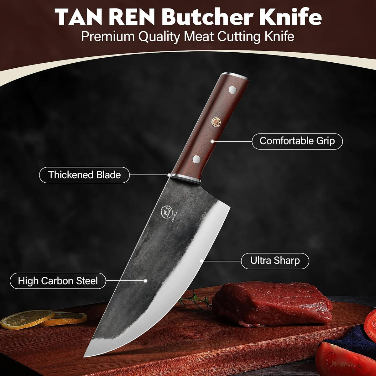 TAN REN 6 Inch Boning Knife High Carbon Steel Deboning Knife for Butchering
