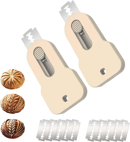 Bread Lame Scorer Set - 2 Pack Magnetic, Retractable Scoring Tool with 10 Blades for Sourdough Baking, ABS Handle, Stainless Steel Blade