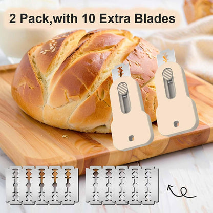 Bread Lame Scorer Set - 2 Pack Magnetic, Retractable Scoring Tool with 10 Blades for Sourdough Baking, ABS Handle, Stainless Steel Blade