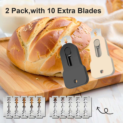 Bread Lame Scorer Set - 2 Pack Magnetic, Retractable Scoring Tool with 10 Blades for Sourdough Baking, ABS Handle, Stainless Steel Blade