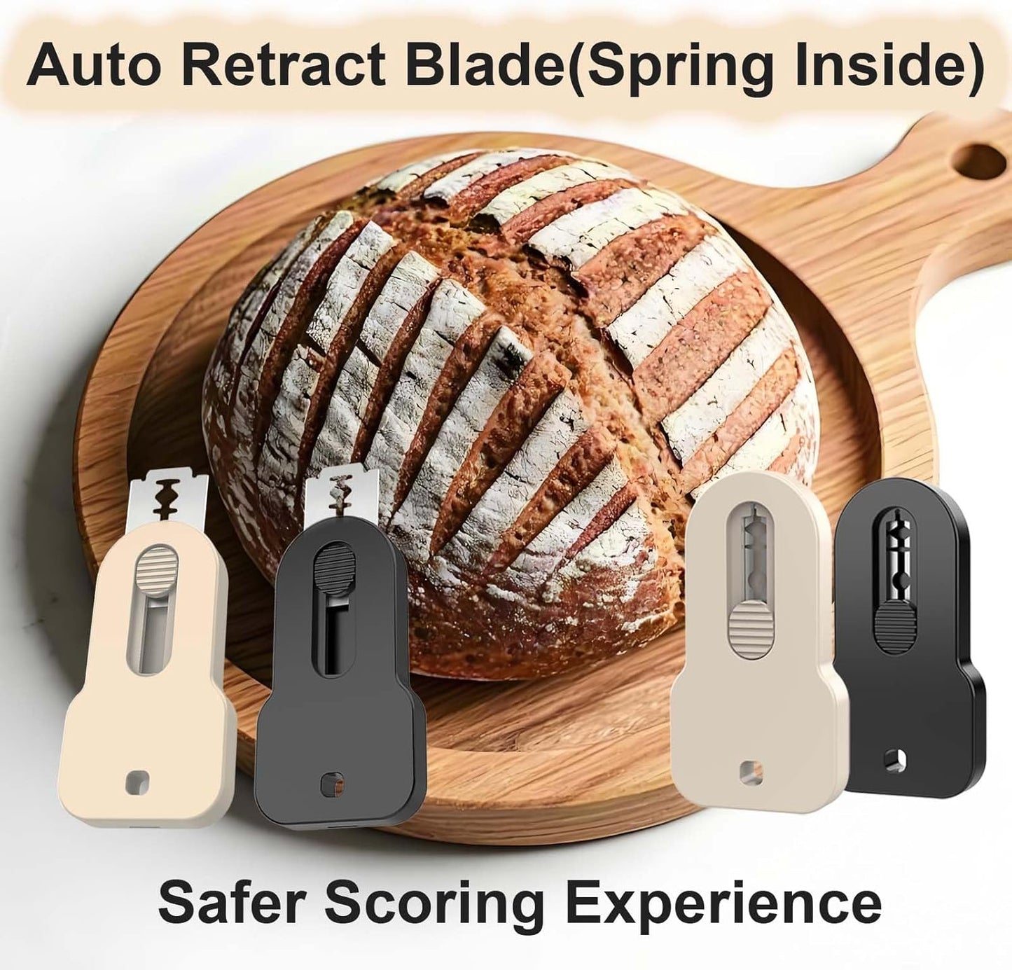 Bread Lame Scorer Set - 2 Pack Magnetic, Retractable Scoring Tool with 10 Blades for Sourdough Baking, ABS Handle, Stainless Steel Blade