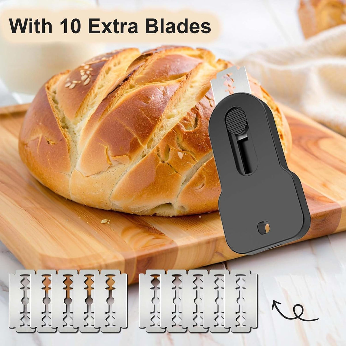 Bread Lame Scorer Set - 2 Pack Magnetic, Retractable Scoring Tool with 10 Blades for Sourdough Baking, ABS Handle, Stainless Steel Blade