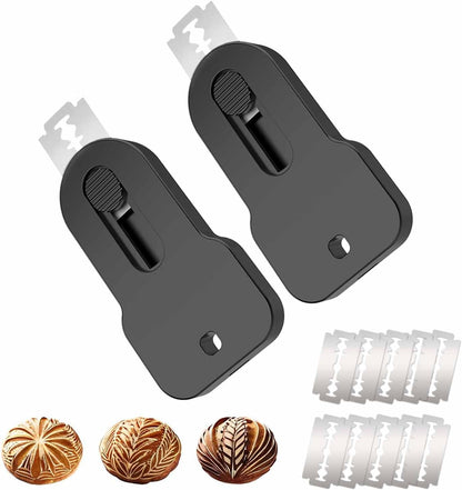 Bread Lame Scorer Set - 2 Pack Magnetic, Retractable Scoring Tool with 10 Blades for Sourdough Baking, ABS Handle, Stainless Steel Blade