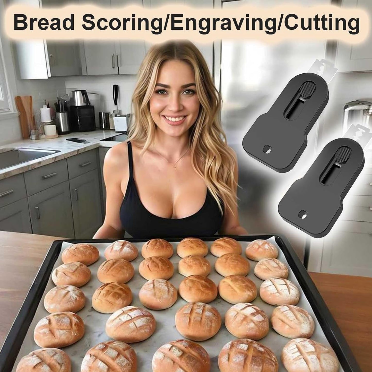 Bread Lame Scorer Set - 2 Pack Magnetic, Retractable Scoring Tool with 10 Blades for Sourdough Baking, ABS Handle, Stainless Steel Blade