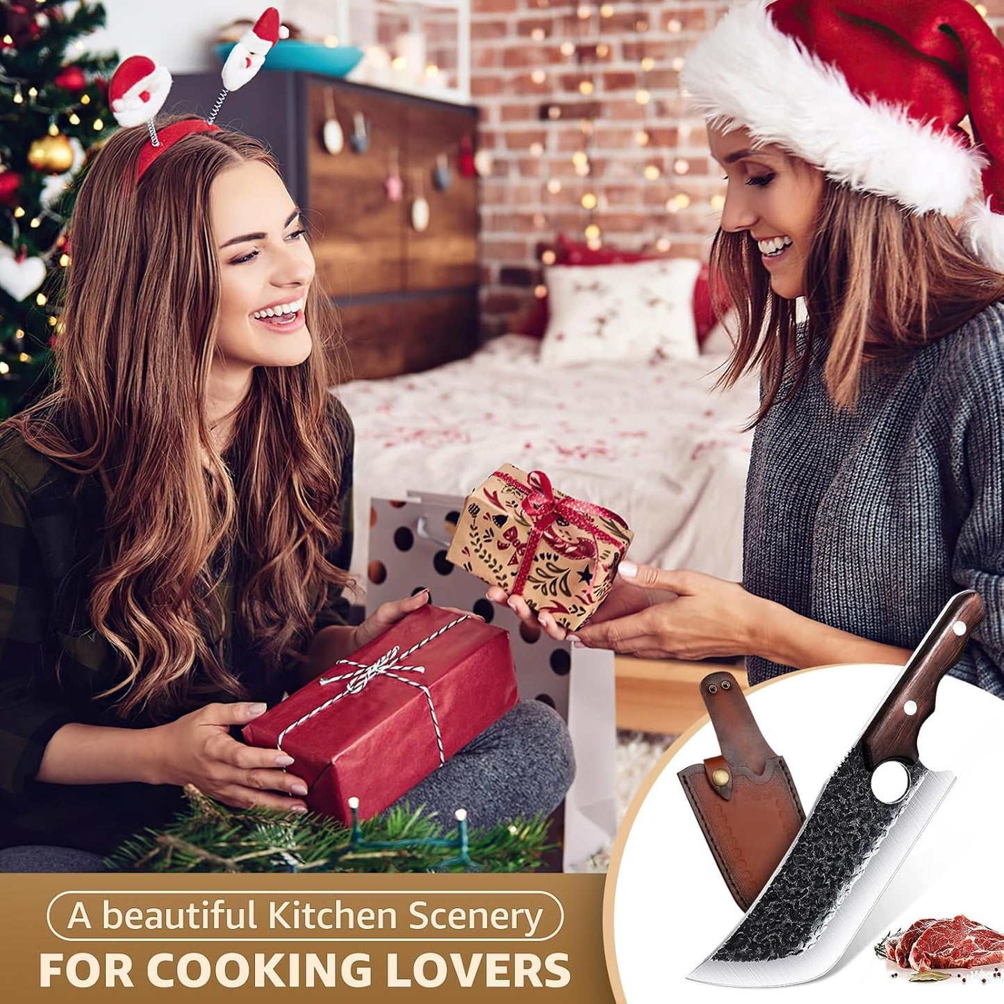 DRGSKL Serbian Chef Knife Set - 10 PCS Hand Forged Knife Set with Bag | Japanese ATS-34 Steel, Hand Forged Full Tang Knife, Ebony Handle, Anti-stick Pounding Texture, Full Accessory Kit, Ideal Gift