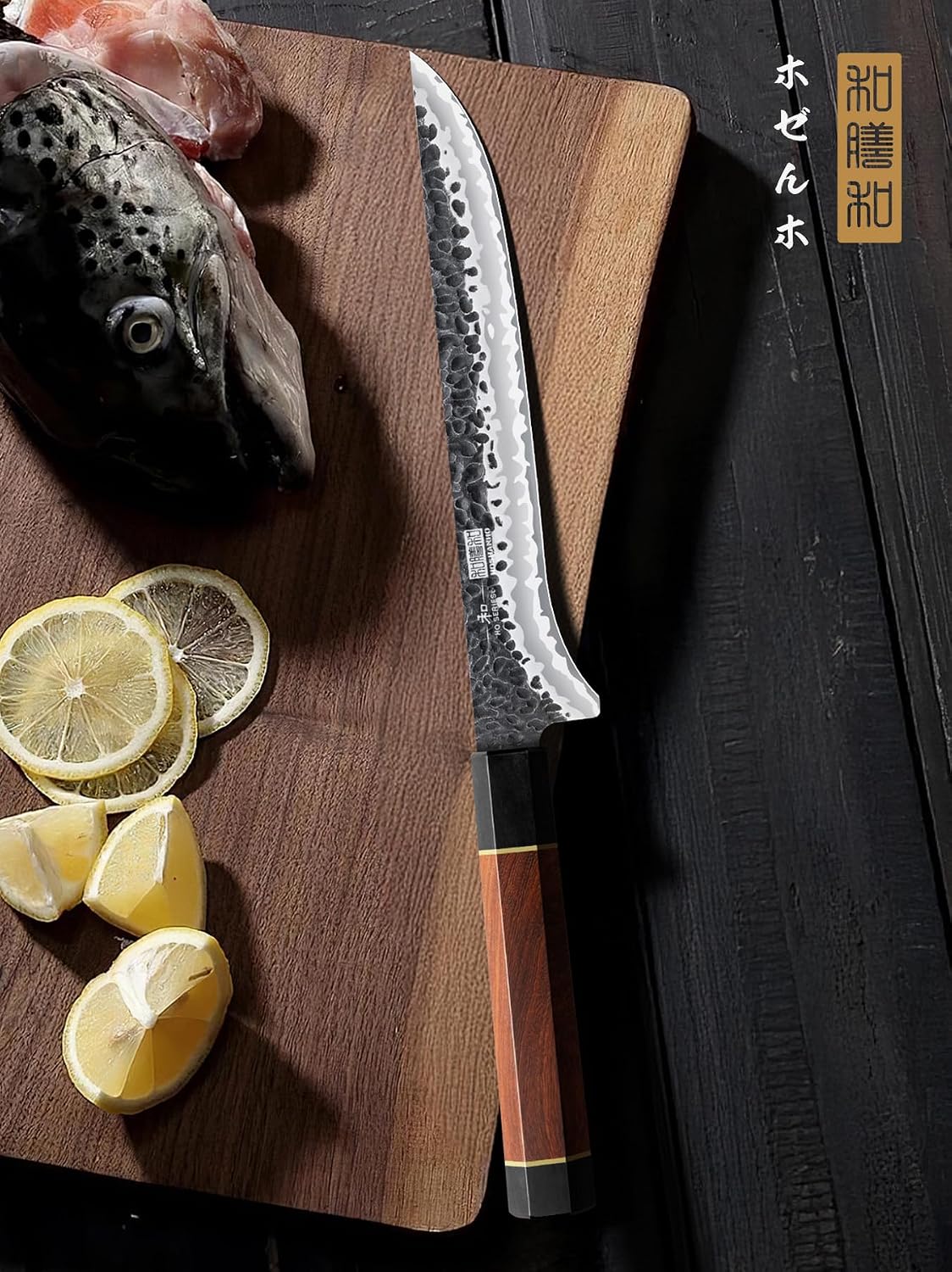 7 Inch Fillet Knife, Razor Sharp Hand Forged Boning Knife | 9 Layers 10Cr15MoV High Carbon Steel Fish Knife, Professional Filet Knives for Meat and Poultry, Octagonal Rosewood Handle