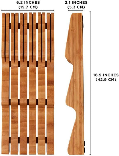In Drawer Knife Organizer, 11 Slots, Bamboo Knife Block, Kitchen Storage Holder for 11 Knives, Kitchen Knife Organizer