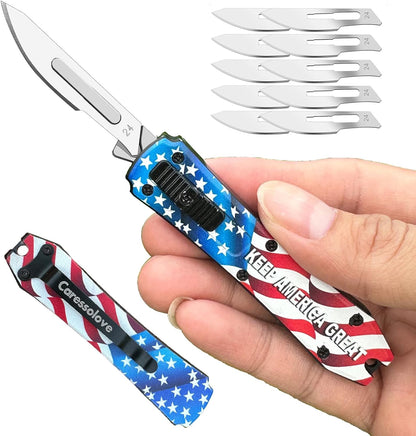 Auto Retractable Utility Knife, Mini Scalpel Knife | Safety Automatic Box Cutter with 10PCS #24 Blades, Razor Blades Utility Knives